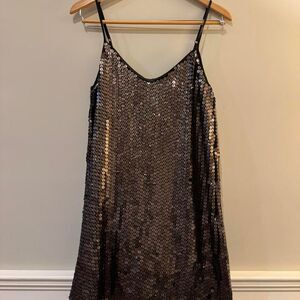 Pull&Bear Metallic Sequin Slip Mini Dress